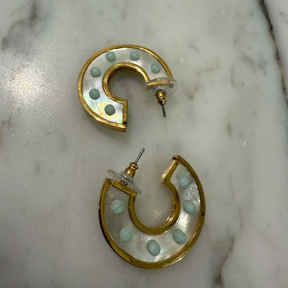 Mignonne Gavigan Jewelry - Mignonne Gavigan Gold and Cream Hoop Earrings
